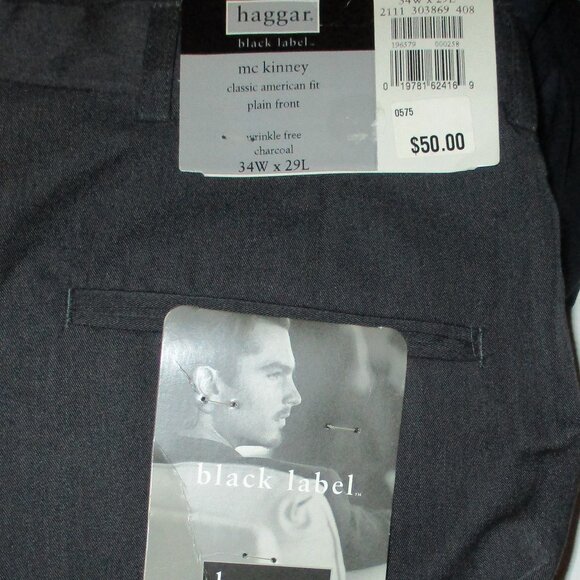 Haggar Gray Men's Pants 34 x 29 Plain Front Black Label Wrinkle Free NWT - Picture 6 of 6
